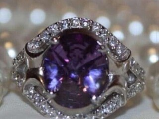 Кольцо новое серебро 19 камень аметист фиолетовый сиреневый