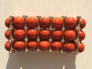 Браслет бижутерия оранжевый натуральный камни сваровски swarovski
